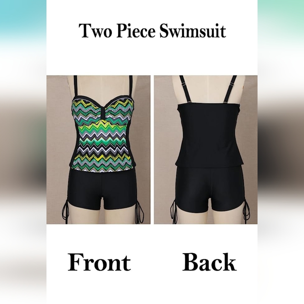 AZOKOE Women Tankini Swimsuits Two Piece Tummy Control Bathing Suits